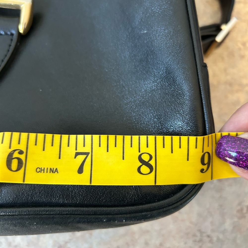 Texier Black Leather Mini Backpack with Sexy Gold Toggle - Picture 11 of 14